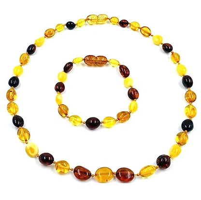 Baltic Amber Teething Necklace and bracelet set