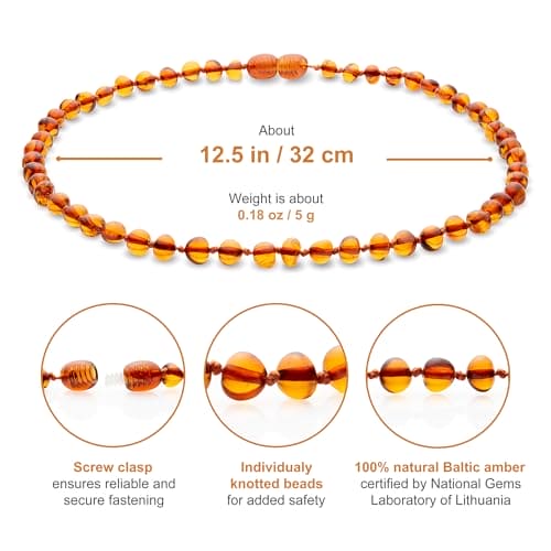 Amber Teething Necklace | Amber Beads Teething Cognac