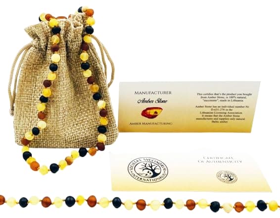 Raw Baltic Amber Teething Necklace for Babies – Natural Unpolished Amber Jewelry