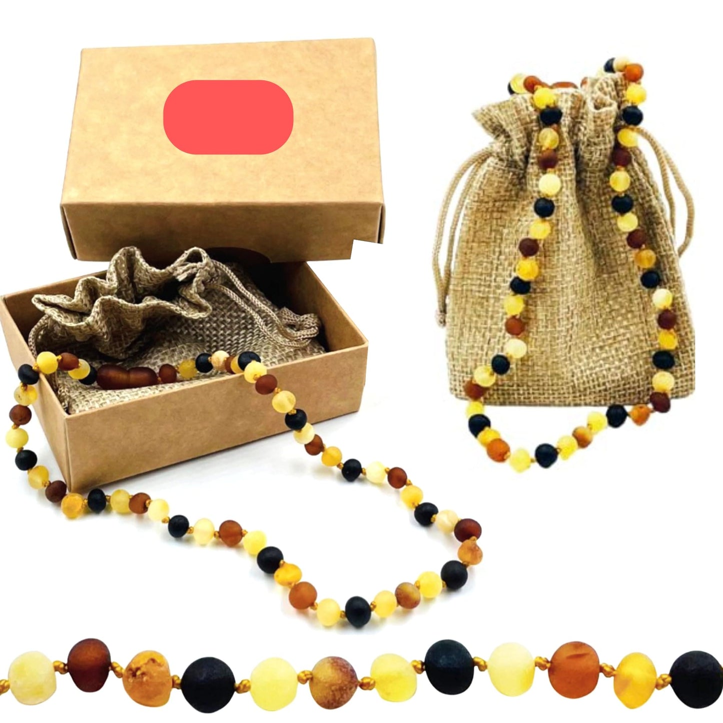 Raw Baltic Amber Teething Necklace for Babies – Natural Unpolished Amber Jewelry