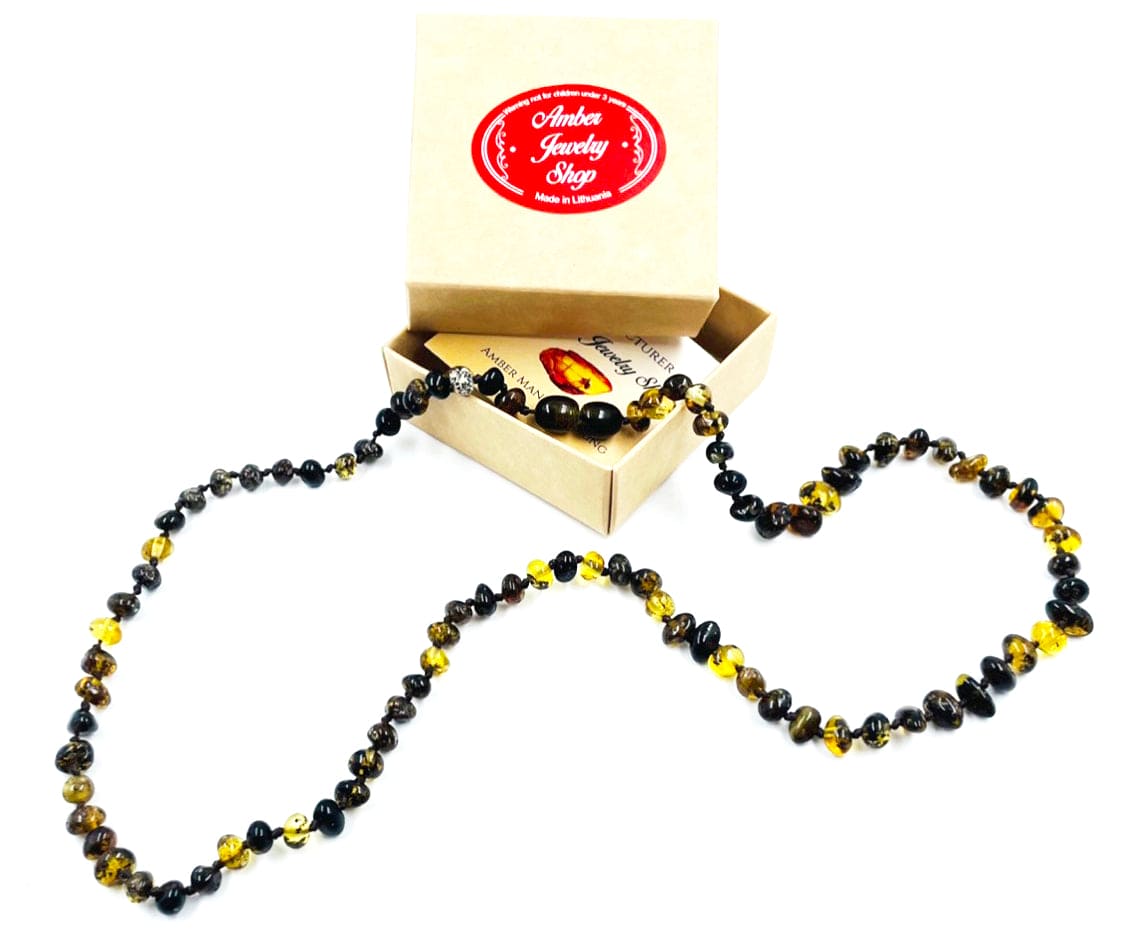 Amber Teething Necklace | Amber Beads Teething - Green