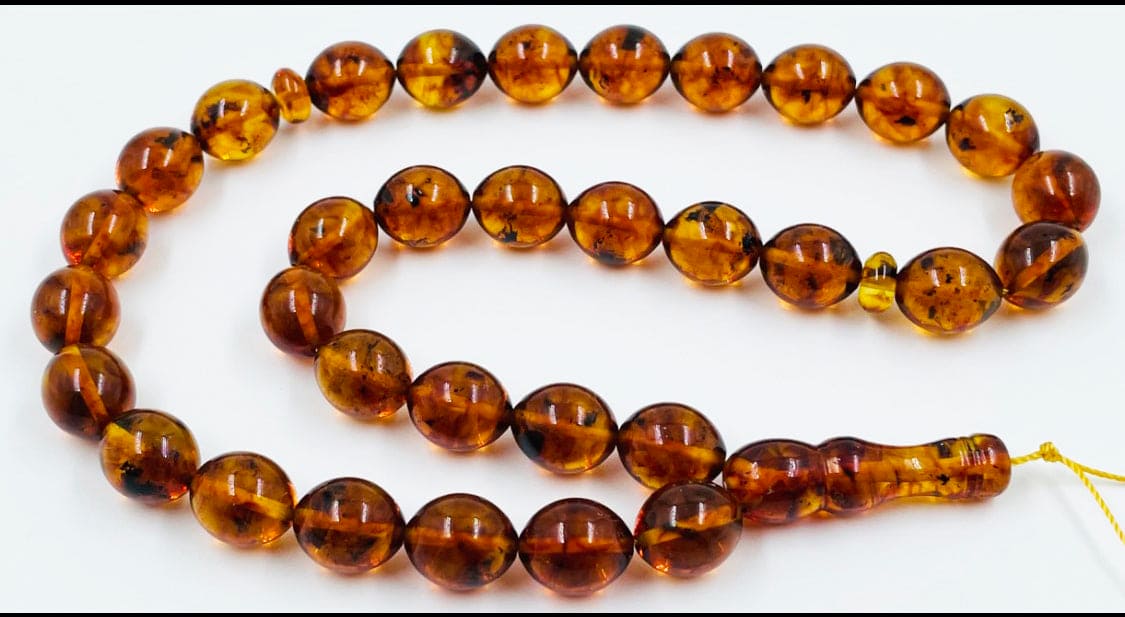 Islamic  Prayer Beads-Natural Amber Tasbih Prayer Beads pressed