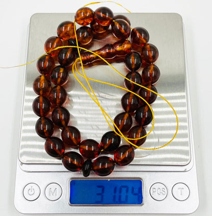 Islamic  Prayer Beads-Natural Amber Tasbih Prayer Beads pressed