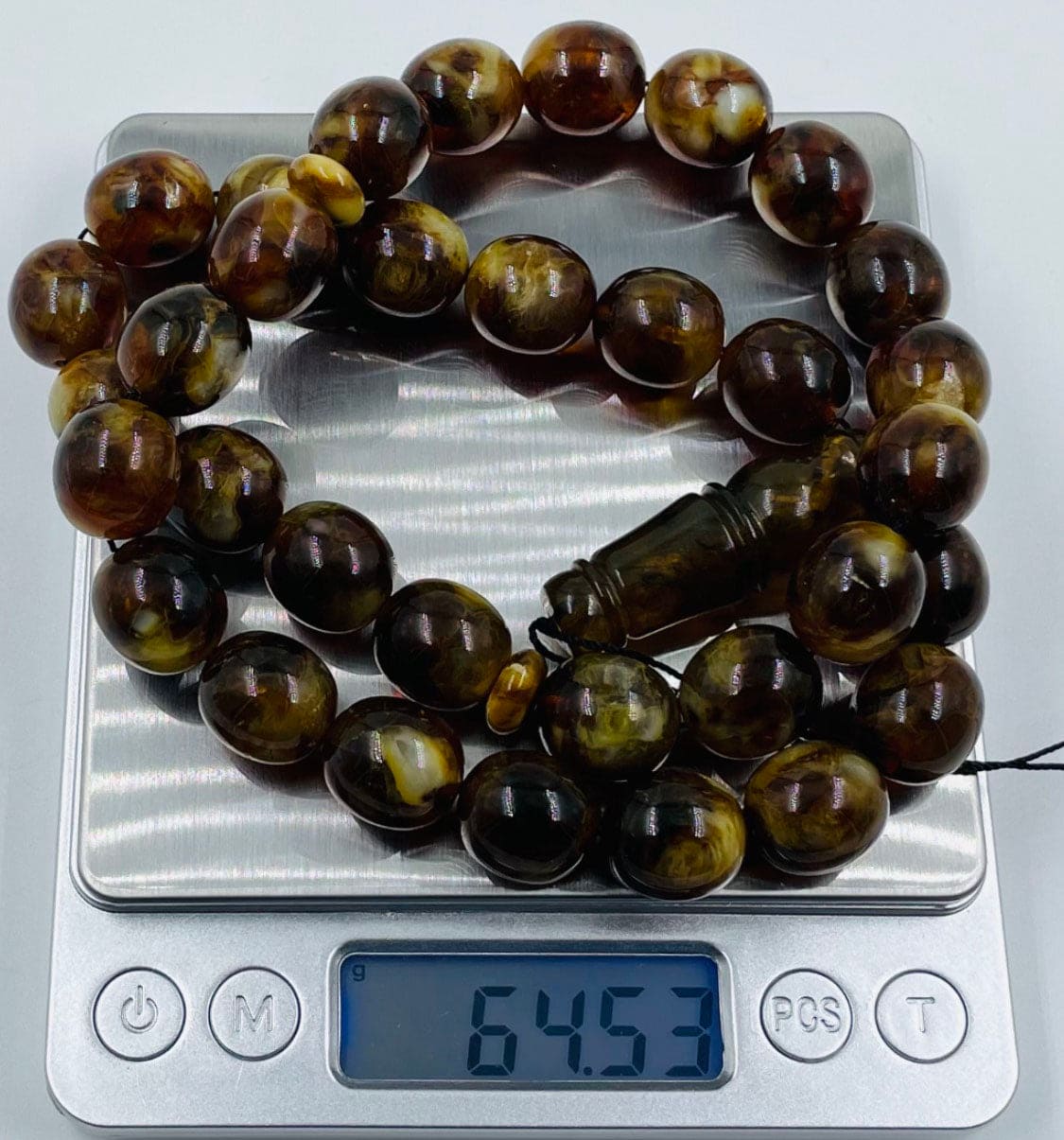 Amber Rosaries -Natural Amber  Prayer Beads Amber Tasbih pressed