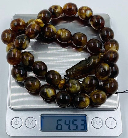 Amber Rosaries -Natural Amber  Prayer Beads Amber Tasbih pressed