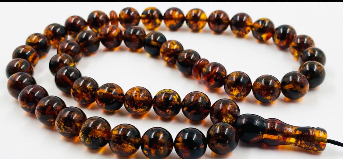 Islamic Prayer Beads-Natural Amber Rosary Prayer Beads pressed