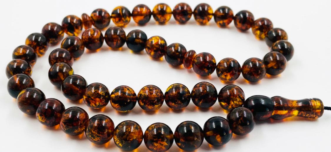 Islamic Prayer Beads-Natural Amber Rosary Prayer Beads pressed