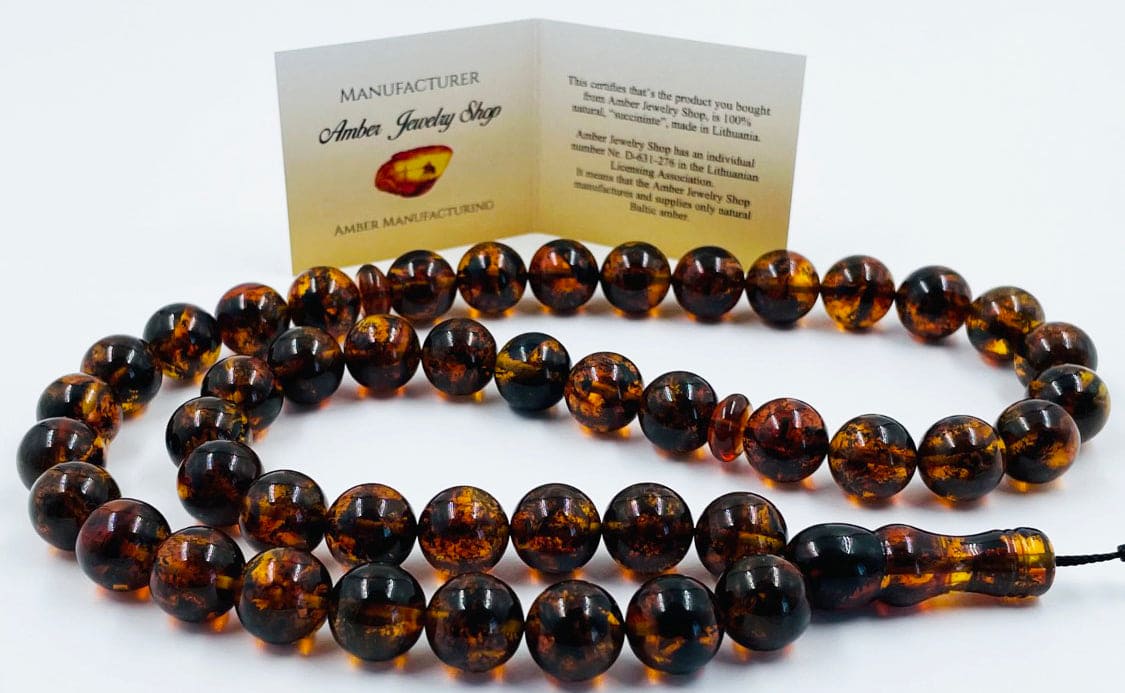 Islamic Prayer Beads-Natural Amber Rosary Prayer Beads pressed