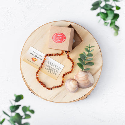 Amber Teething Necklace | Amber Beads Teething Cognac