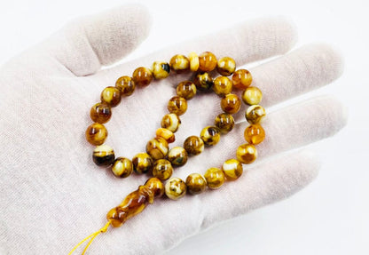 Islamic Prayer Beads-Natural Amber Muslim Prayer Beads pressed