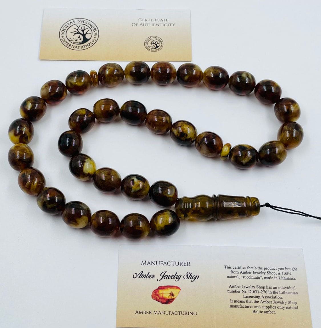 Amber Rosaries -Natural Amber  Prayer Beads Amber Tasbih pressed