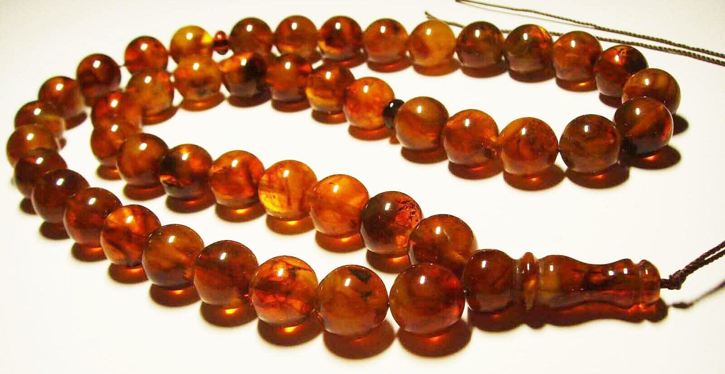 Islamic 45 Prayer bead Natural Baltic Amber Tasbih Misbaha Amber Muslim pressed