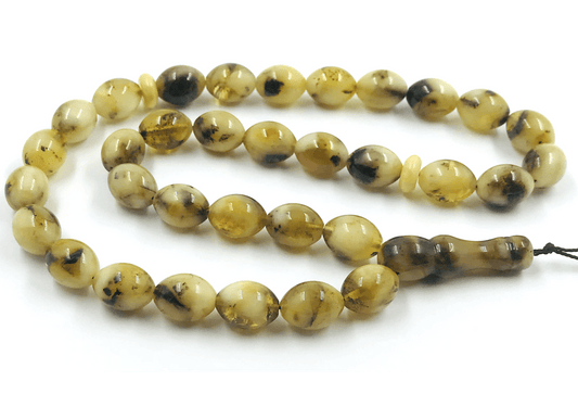 Natural Baltic Amber 33 Prayer Bead Amber Tasbih Misbaha Islamic Rosary pressed