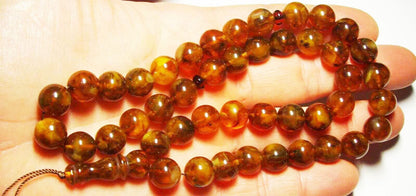 Islamic 45 Prayer bead Natural Baltic Amber Tasbih Misbaha Amber Muslim pressed