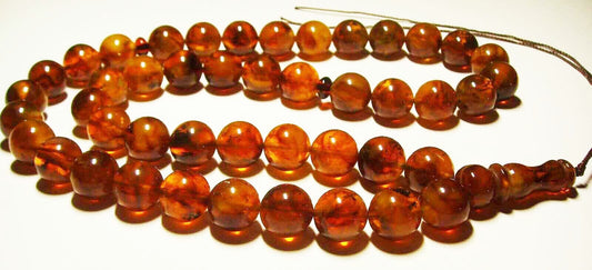 Islamic 45 Prayer bead Natural Baltic Amber Tasbih Misbaha Amber Muslim pressed