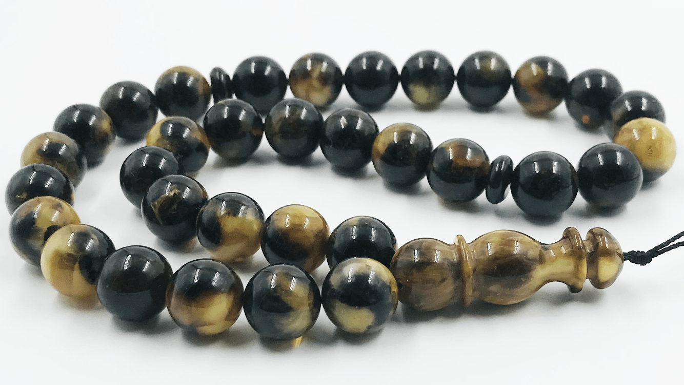 Islamic 33 Prayer beads Natural Baltic Amber Muslim Rosary Misbaha pressed