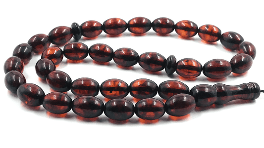 BALTIC AMBER Natural Beads Rosary ISLAMIC PRAYER Tesbih Misbaha Kehribar pressed