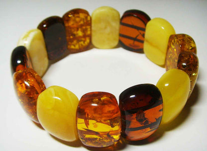Polished Baltic Amber Bracelet for Adult - Men and Women -  Genuine Baltic Amber 31.72gr.