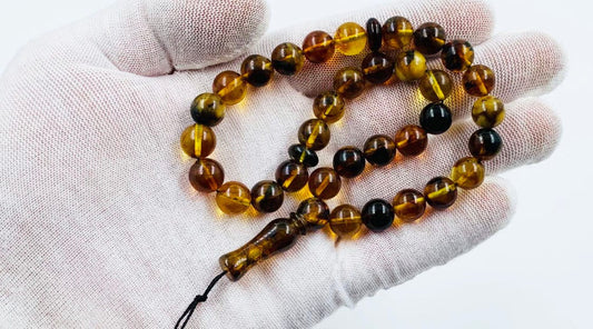 Baltic Amber Prayer Beads Natural Baltic Amber Tasbih Misbaha pressed