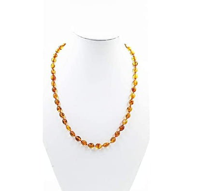 Genuine Amber Necklace - Cognac Colour Amber Necklace | Certified Natural Amber Necklace (18 Inches)