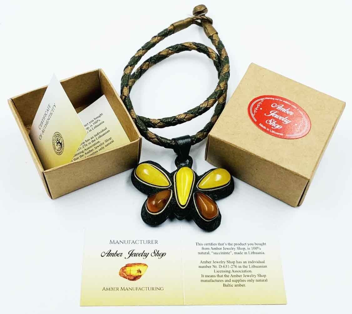 Amber Pendant - Natural Baltic Amber Jewelry For Ladies - Amber Neckla