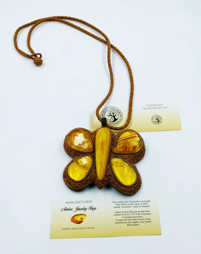Large Natural Baltic Amber Pendant - Amber Necklace for women