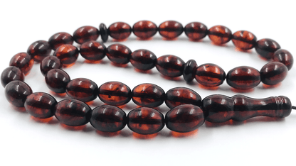 BALTIC AMBER Natural Beads Rosary ISLAMIC PRAYER Tesbih Misbaha Kehribar pressed
