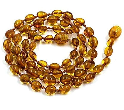 Genuine Amber Necklace - Cognac Colour Amber Necklace | Certified Natural Amber Necklace (18 Inches)