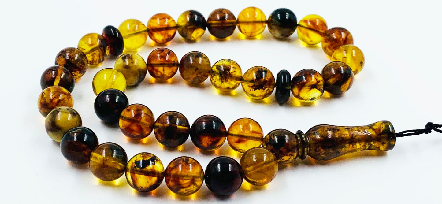 Baltic Amber Prayer Beads Natural Baltic Amber Tasbih Misbaha pressed