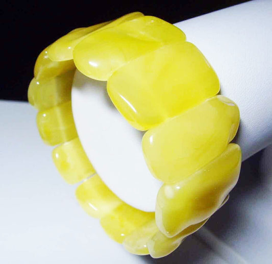 Massive Yellow Amber Beads Bracelet Genuine Baltic Amber Bracelet Premium amber jewelry 30.68gr.