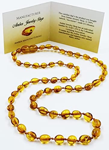 Genuine Amber Necklace - Cognac Colour Amber Necklace | Certified Natural Amber Necklace (18 Inches)