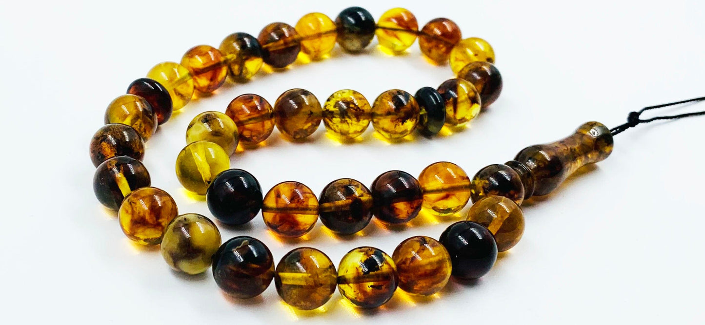 Baltic Amber Prayer Beads Natural Baltic Amber Tasbih Misbaha pressed