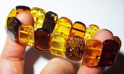 Multi Colour Genuine Amber Bracelet Unisex Amber Beads Massive Gemstone Handmade Bracelet