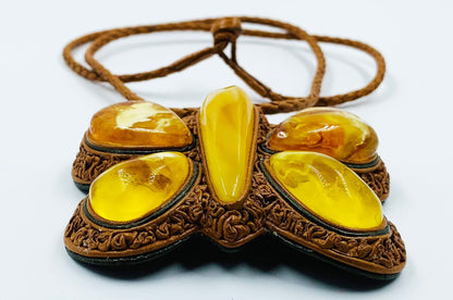 Large Natural Baltic Amber Pendant - Amber Necklace for women