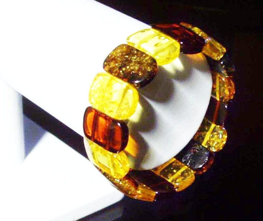 Multi Colour Genuine Amber Bracelet Unisex Amber Beads Massive Gemstone Handmade Bracelet