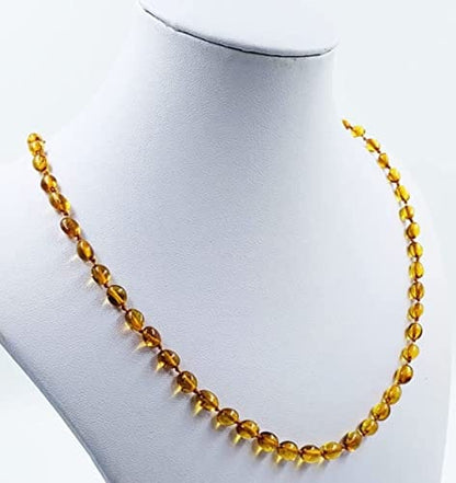 Genuine Amber Necklace - Cognac Colour Amber Necklace | Certified Natural Amber Necklace (18 Inches)