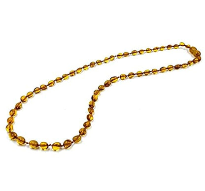 Genuine Amber Necklace - Cognac Colour Amber Necklace | Certified Natural Amber Necklace (18 Inches)