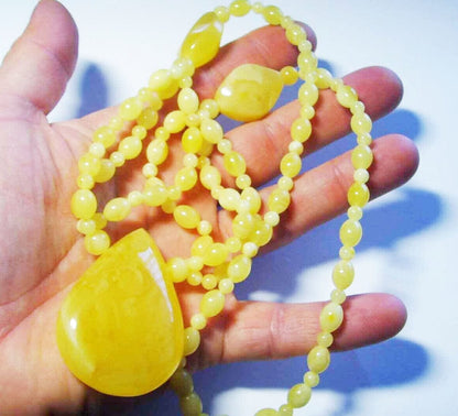 Amber Necklace - Natural Baltic Amber Necklace - Huge Amber Pendant