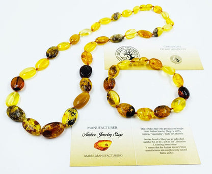 Natural Baltic Amber necklace set Necklace - Bracelet Set Amber Jewelry Gemstone