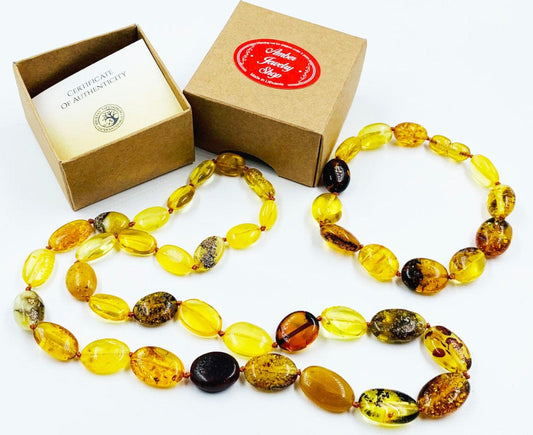Natural Baltic Amber necklace set Necklace - Bracelet Set Amber Jewelry Gemstone