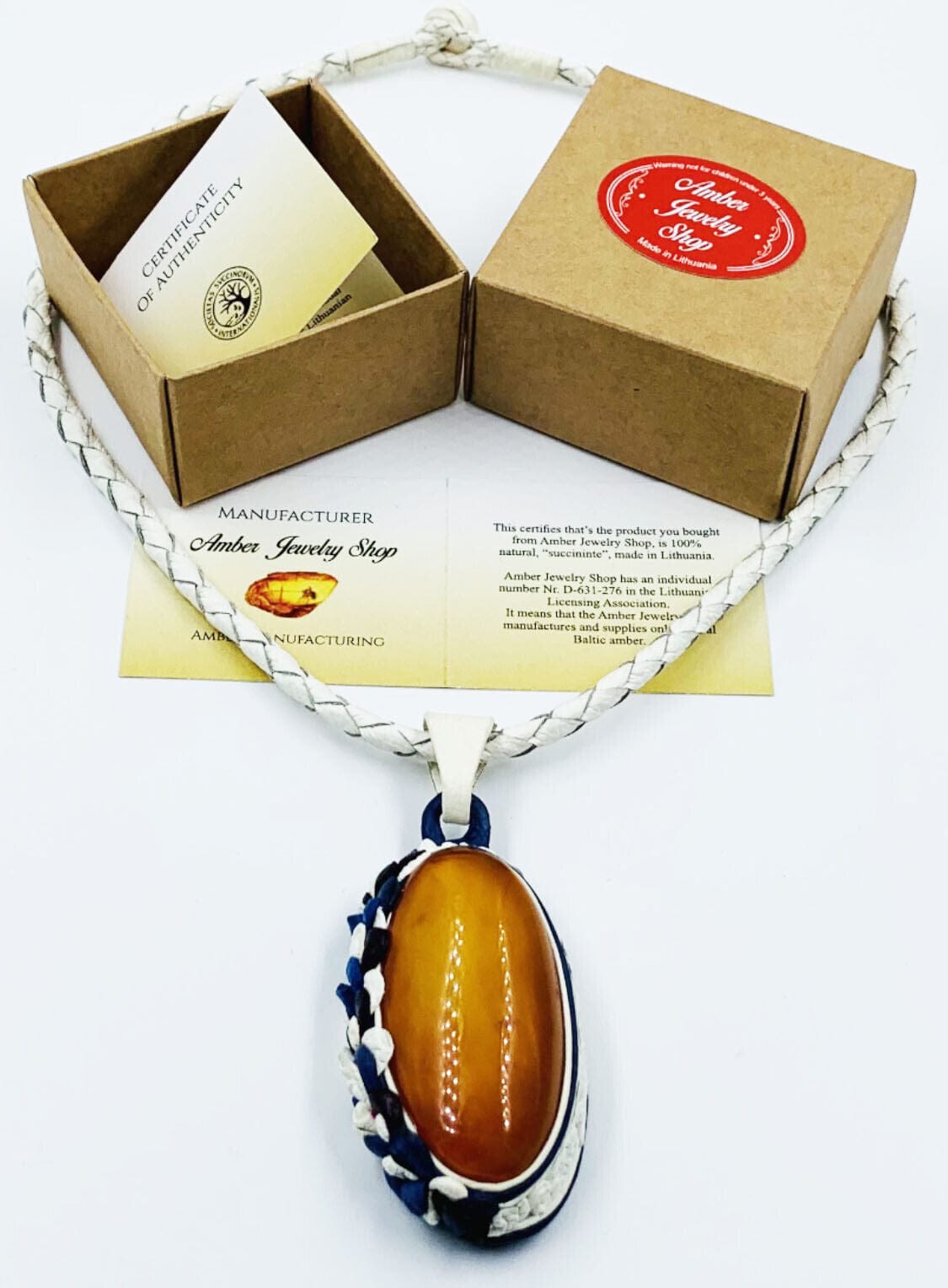 Natural amber necklace - amber pendant