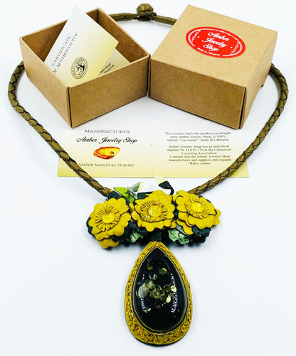 Antique Baltic Amber Gemstone Pendant Vintage Jewelry Luxury Rare Amber pendant