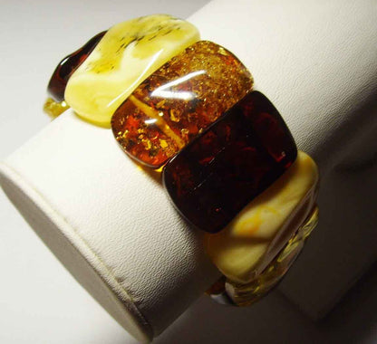 Luxury very large multicolor amber bracelet, massive amber jewelry, exclusive royal colorful amber bracelet, genuine Baltic amber 34gr. A811