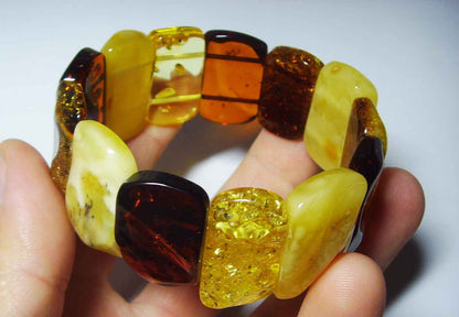 Luxury very large multicolor amber bracelet, massive amber jewelry, exclusive royal colorful amber bracelet, genuine Baltic amber 34gr. A811