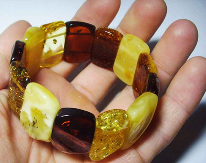 Luxury very large multicolor amber bracelet, massive amber jewelry, exclusive royal colorful amber bracelet, genuine Baltic amber 34gr. A811