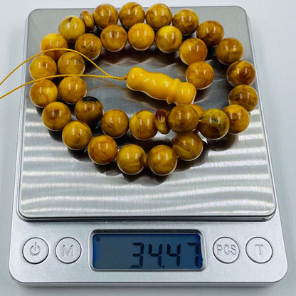 Amber Prayer Beads - Genuine Amber Muslim Tasbih pressed