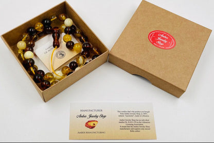 Islamic Prayer beads - Natural Baltic Amber Tasbih Misbaha pressed