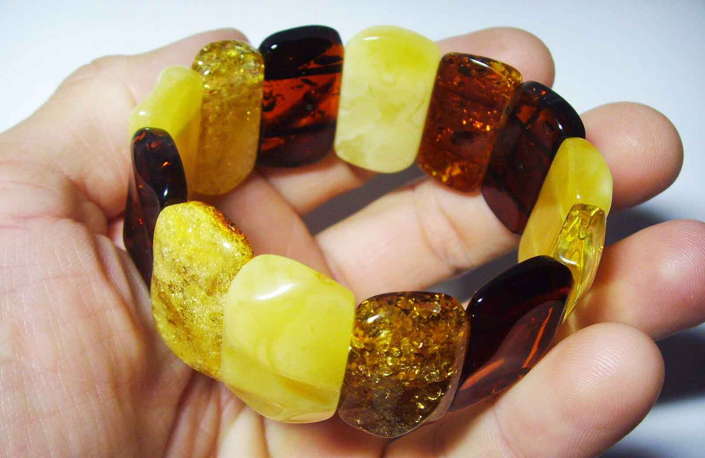 Luxury very large multicolor amber bracelet, massive amber jewelry, exclusive royal colorful amber bracelet, genuine Baltic amber 34gr. A811