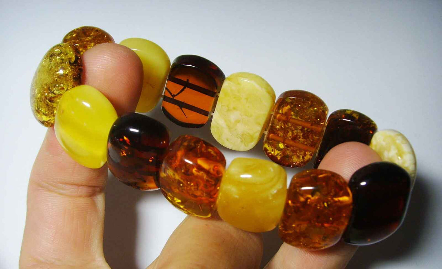 Polished Baltic Amber Bracelet for Adult - Men and Women -  Genuine Baltic Amber 31.72gr.