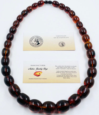 Baltic Amber Necklace - Natural Amber Beads Necklace pressed